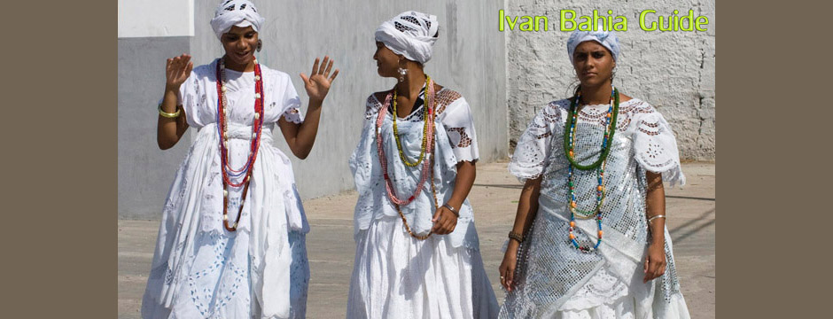Cachoeira, typical clothing of the Candomblé-religion woman, Day-trip to visit rural the Colonial Recôncavo Bainano, discover traditional artesan pottery baking in Coqueiros with Ivan Bahia Guide, English speaking private tour guide and driver in Brazil